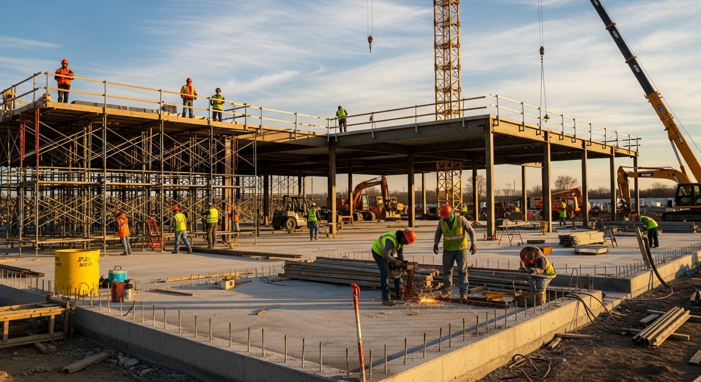 General construction — active commercial build site